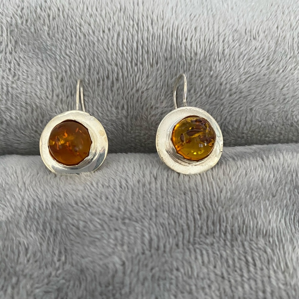 💯% Amber on 925 Silver Earrings